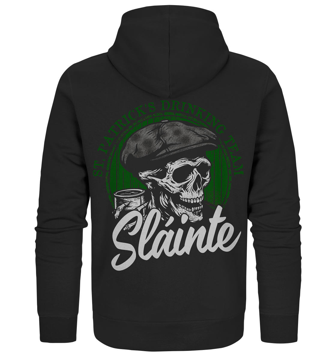 Sláinte "St. Patrick's Drinking Team / Flatcap-Skull I" - Organic Zipper