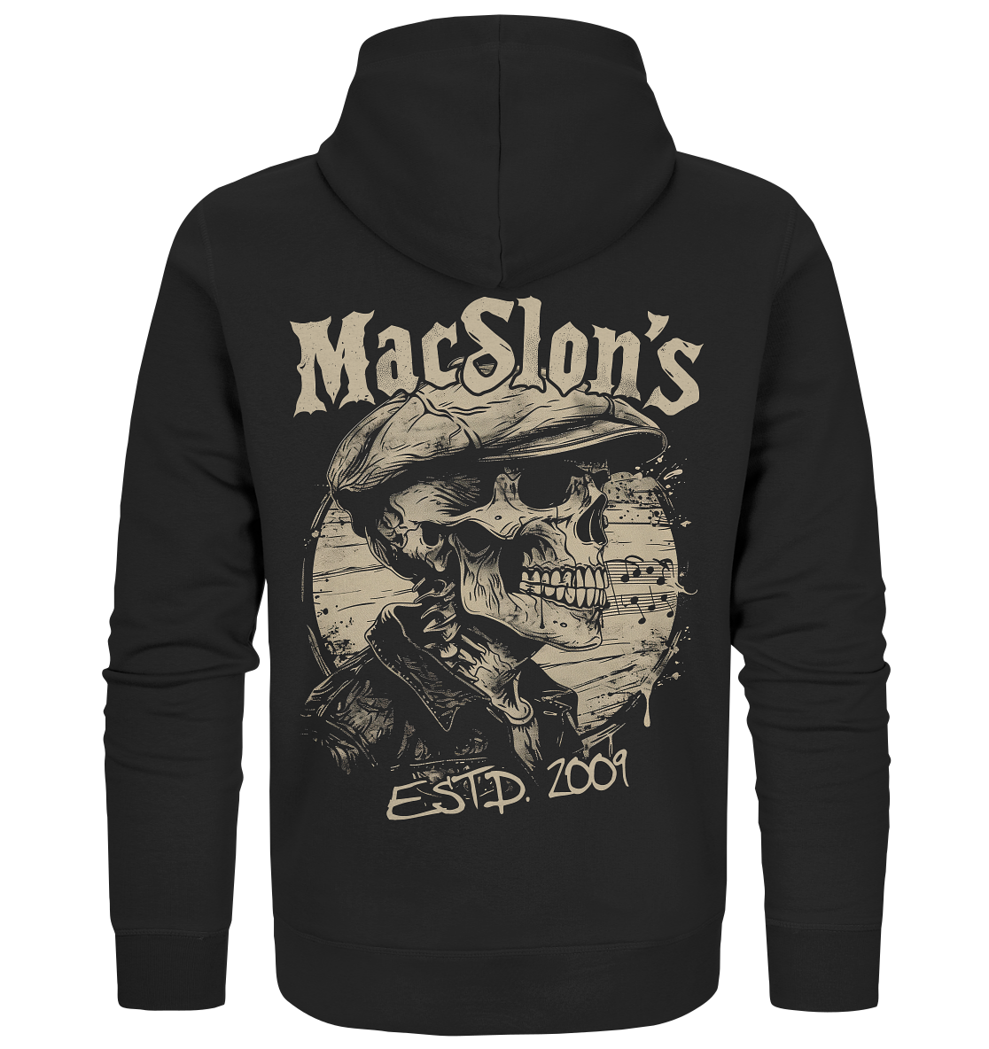 MacSlon's "Estd. 2009 / Flatcap-Skull XIII"  - Organic Zipper