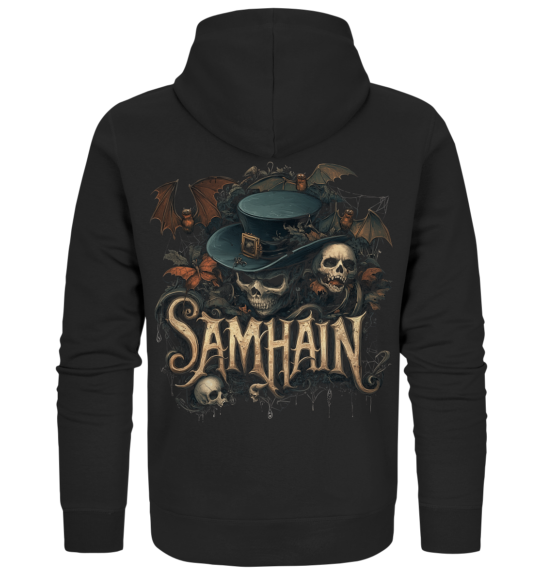 Samhain "Bats & Skulls I" - Organic Zipper