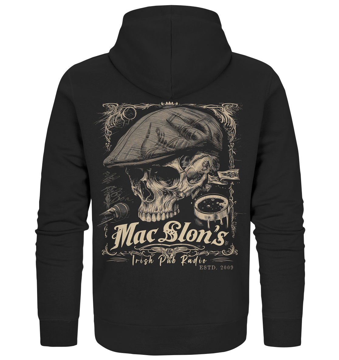 MacSlon's Irish Pub Radio "Estd. 2009 / Flatcap-Skull III" - Organic Zipper