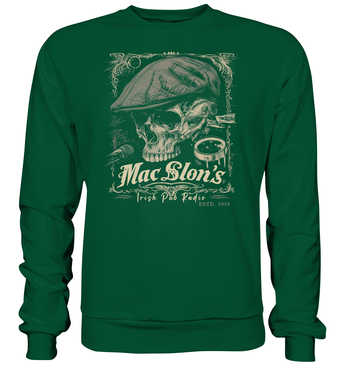 MacSlon's Irish Pub Radio "Estd. 2009 / Flatcap-Skull III" - Basic Sweatshirt