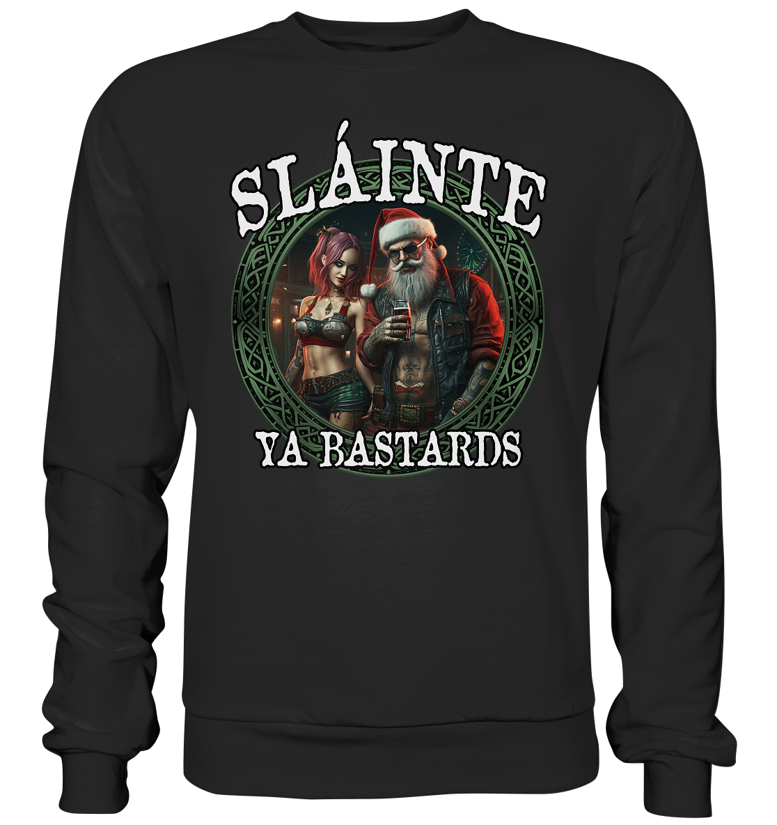 Sláinte Ya Bastards "Santa and his Elf"  - Basic Sweatshirt