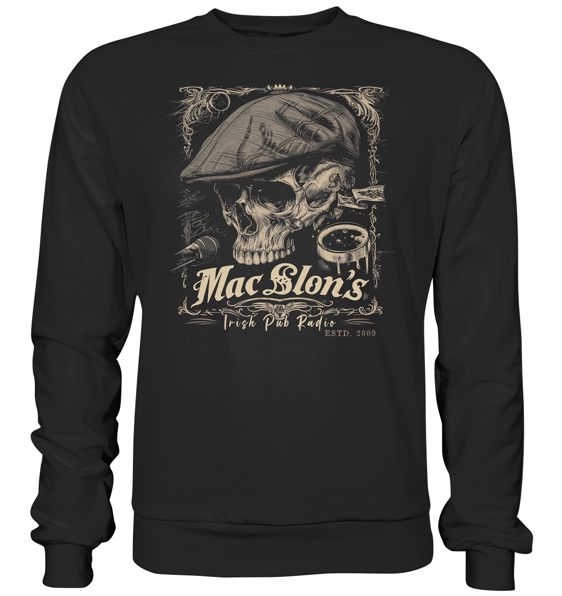 MacSlon's Irish Pub Radio "Estd. 2009 / Flatcap-Skull III" - Basic Sweatshirt