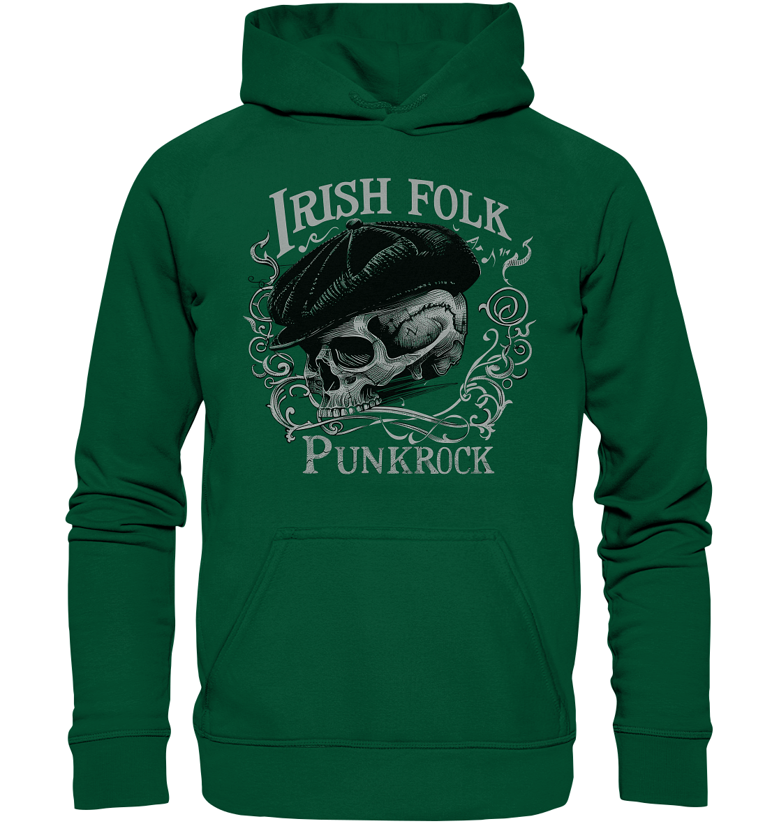 Irish Folk Punkrock "Flatcap-Skull II" - Basic Unisex Hoodie