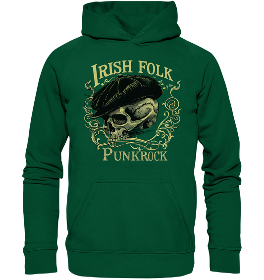 Irish Folk Punkrock "Flatcap-Skull I" - Basic Unisex Hoodie