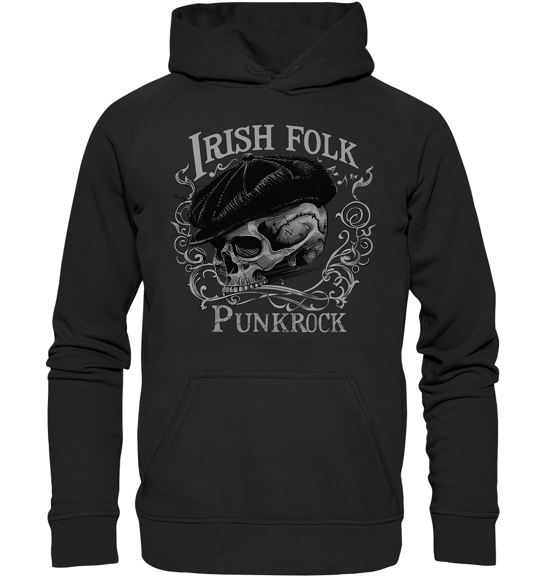 Irish Folk Punkrock "Flatcap-Skull II" - Basic Unisex Hoodie