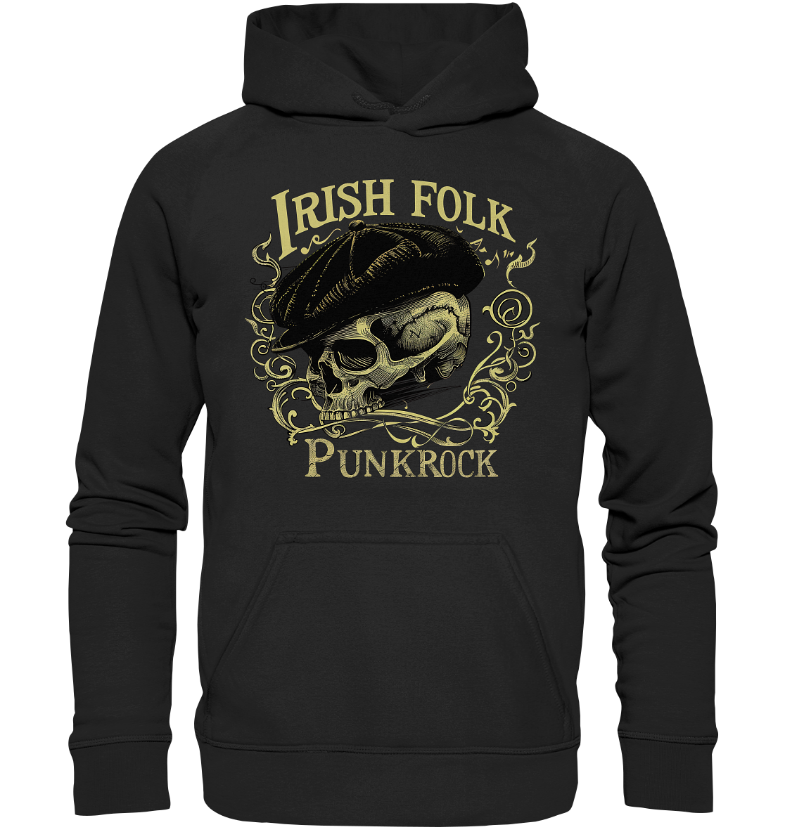 Irish Folk Punkrock "Flatcap-Skull I" - Basic Unisex Hoodie