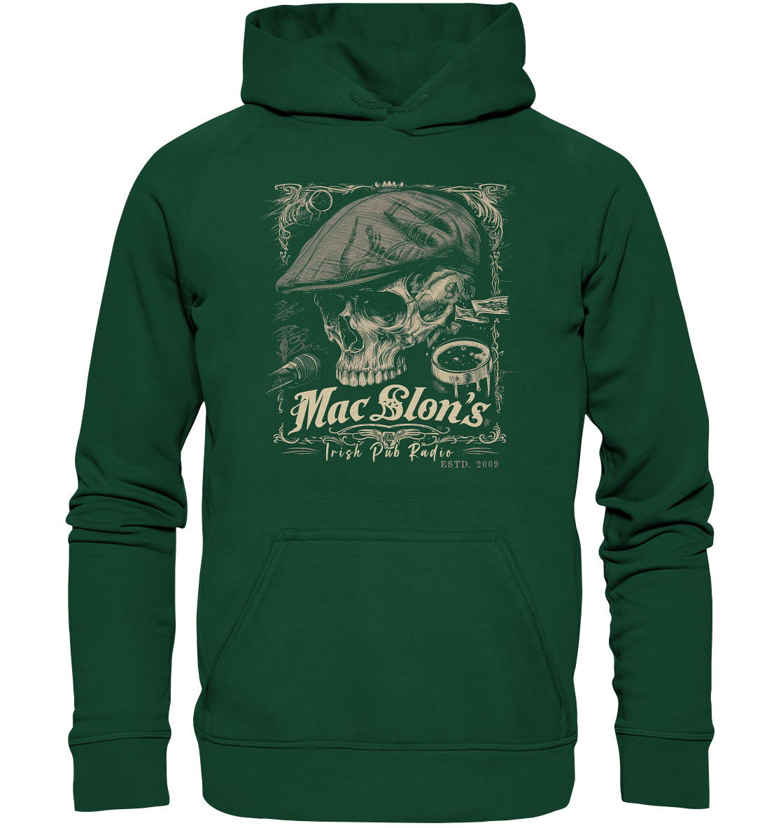 MacSlon's Irish Pub Radio "Estd. 2009 / Flatcap-Skull III" - Kids Premium Hoodie