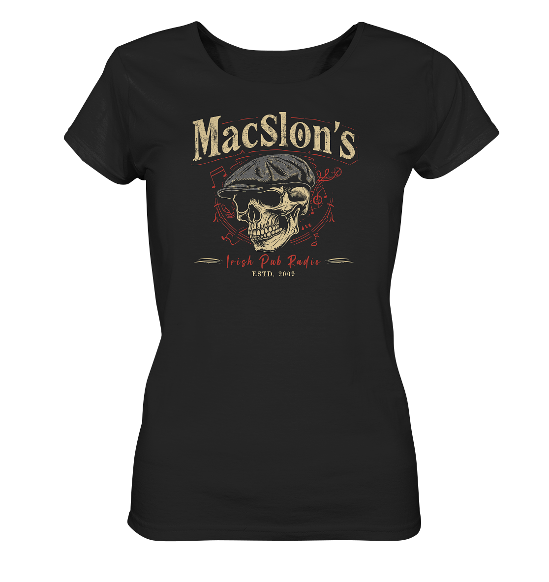 MacSlon's Irish Pub Radio "Estd. 2009 / Flatcap-Skull I" - Ladies Organic Shirt