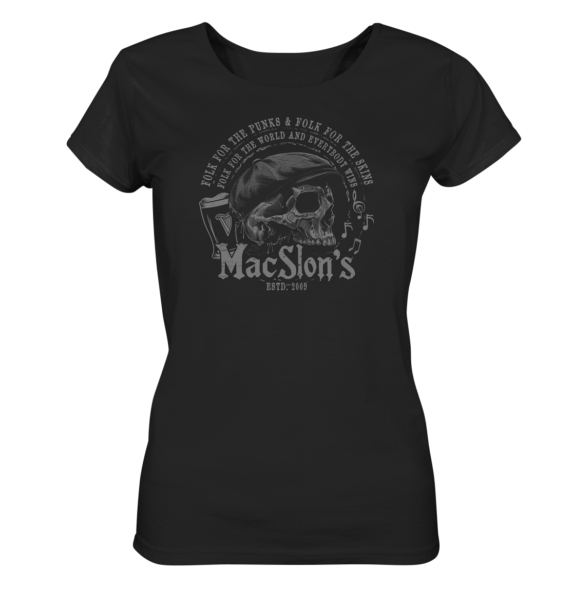 MacSlon's "Folk For The World / Flatcap-Skull" - Ladies Organic Shirt