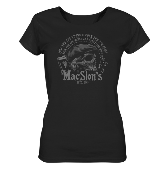 MacSlon's "Folk For The World / Flatcap-Skull" - Ladies Organic Shirt