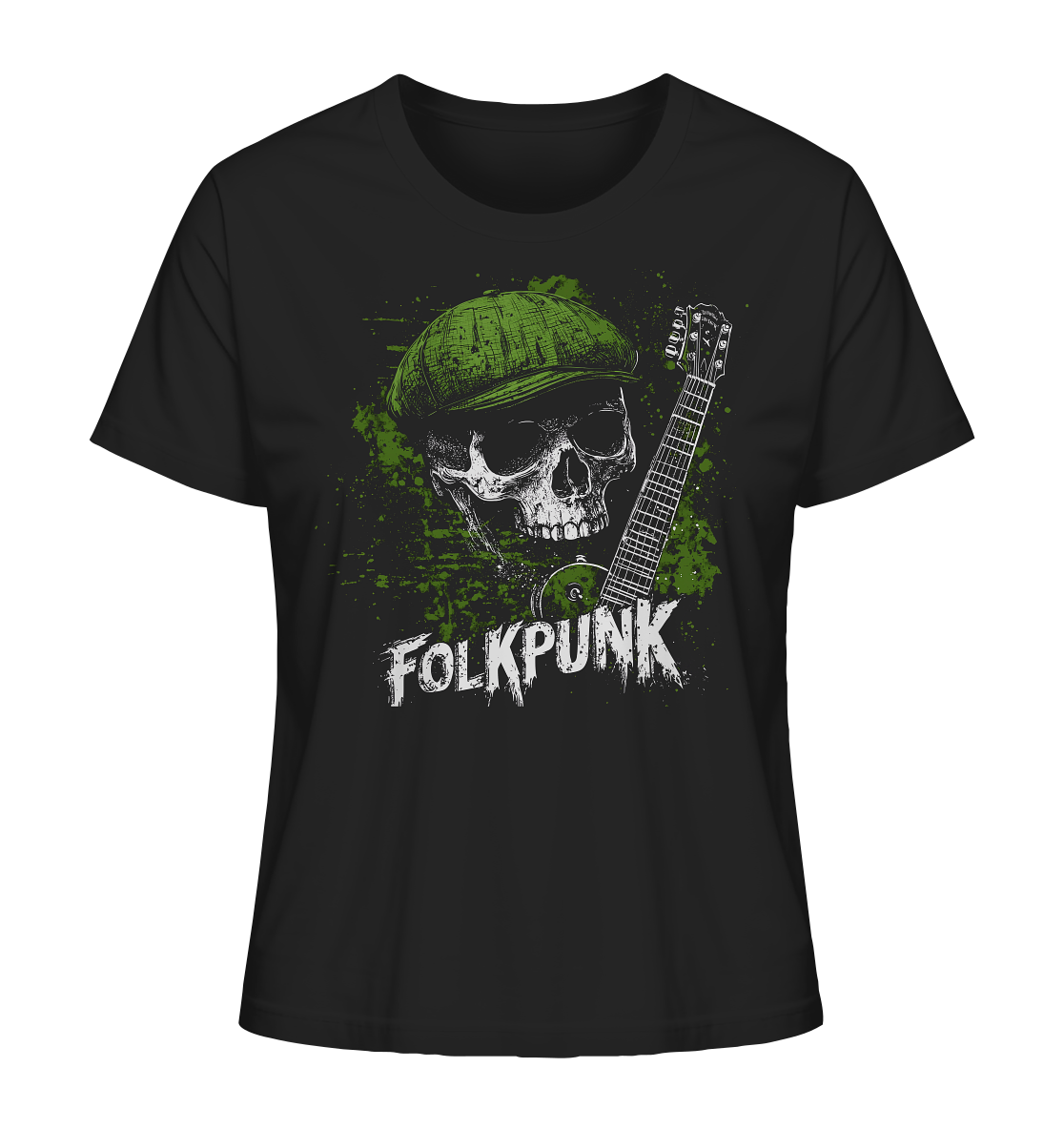 Folkpunk "Skull, Flatcap, Guitar I" - Ladies Organic Shirt