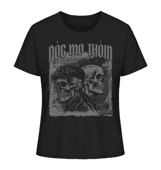 Póg Mo Thóin Streetwear "Flatcap & Mohawk Skulls I" - Ladies Organic Shirt