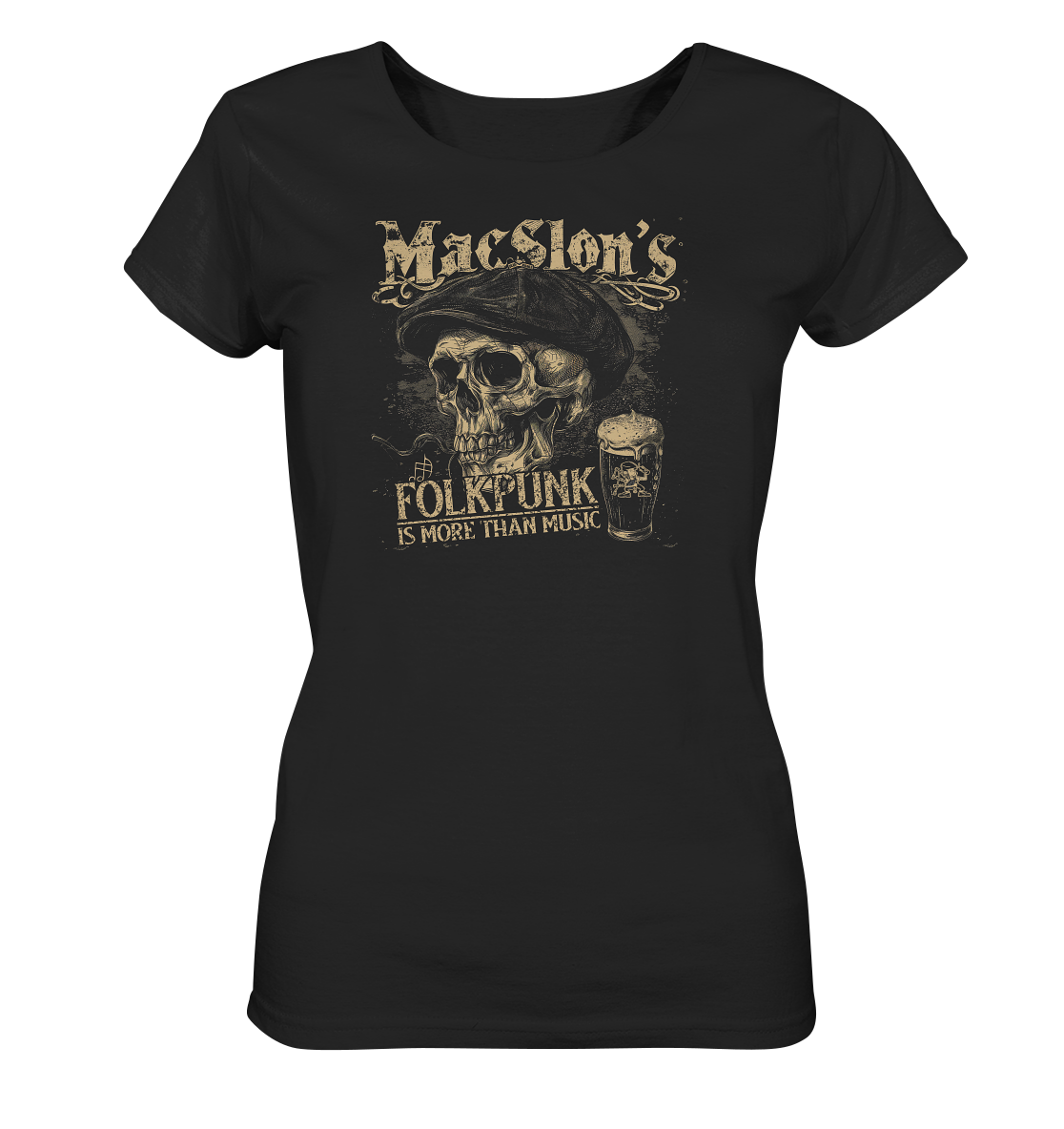 MacSlon's "Folkpunk Is More Than Music / Flatcap-Skull" - Ladies Organic Shirt