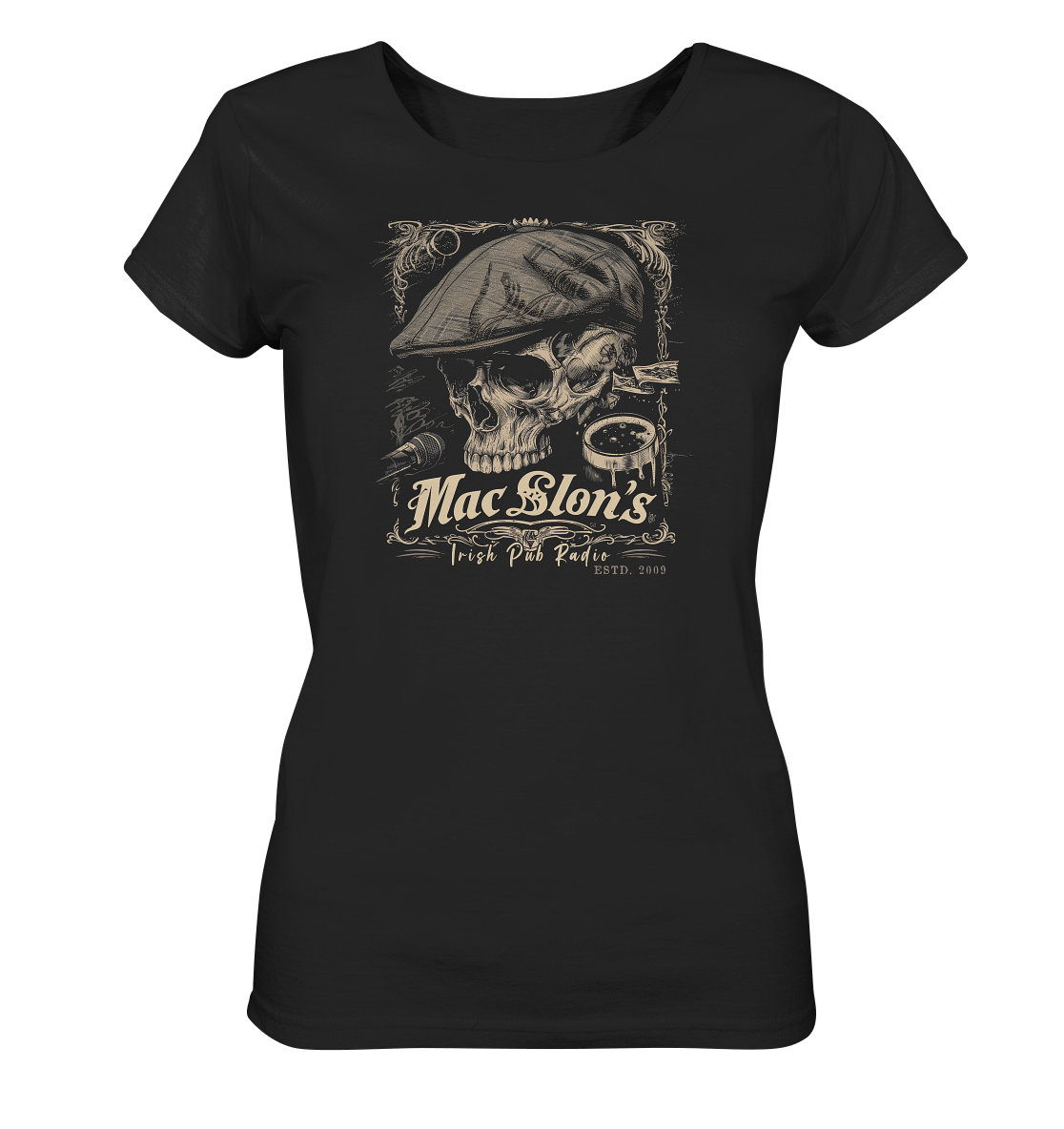 MacSlon's Irish Pub Radio "Estd. 2009 / Flatcap-Skull III" - Ladies Organic Shirt