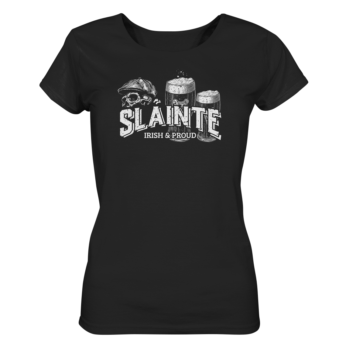 Sláinte "Irish & Proud / Flatcap-Skull I" - Ladies Organic Shirt