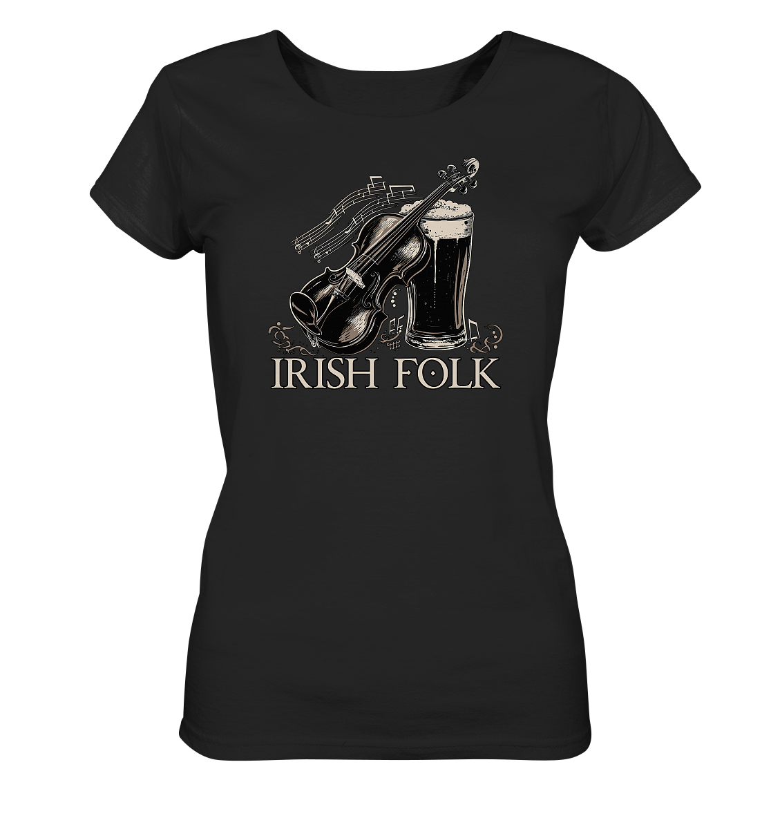 Irish Folk "Pint & Violin" - Ladies Organic Shirt