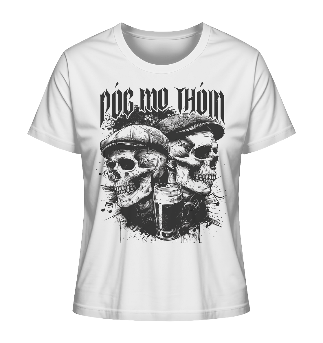 Póg Mo Thóin Streetwear "Two Skulls I" - Ladies Organic Shirt