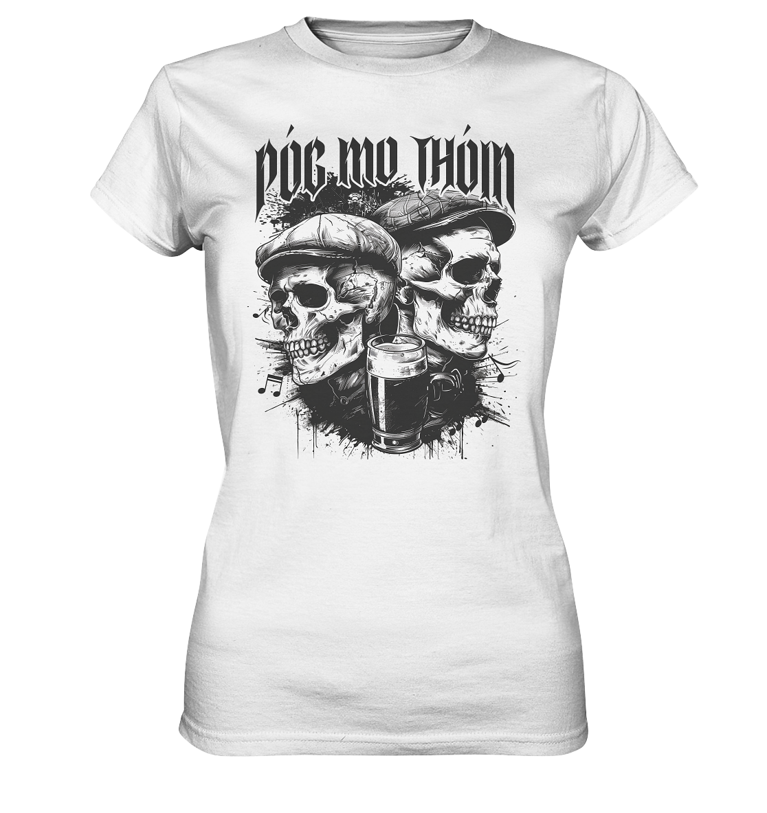 Póg Mo Thóin Streetwear "Two Skulls I" - Ladies Premium Shirt