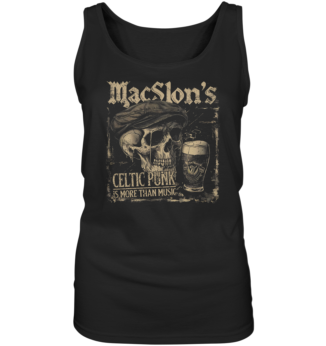 MacSlon's "Celtic Punk Is More Than Music / Flatcap-Skull" - Ladies Tank-Top