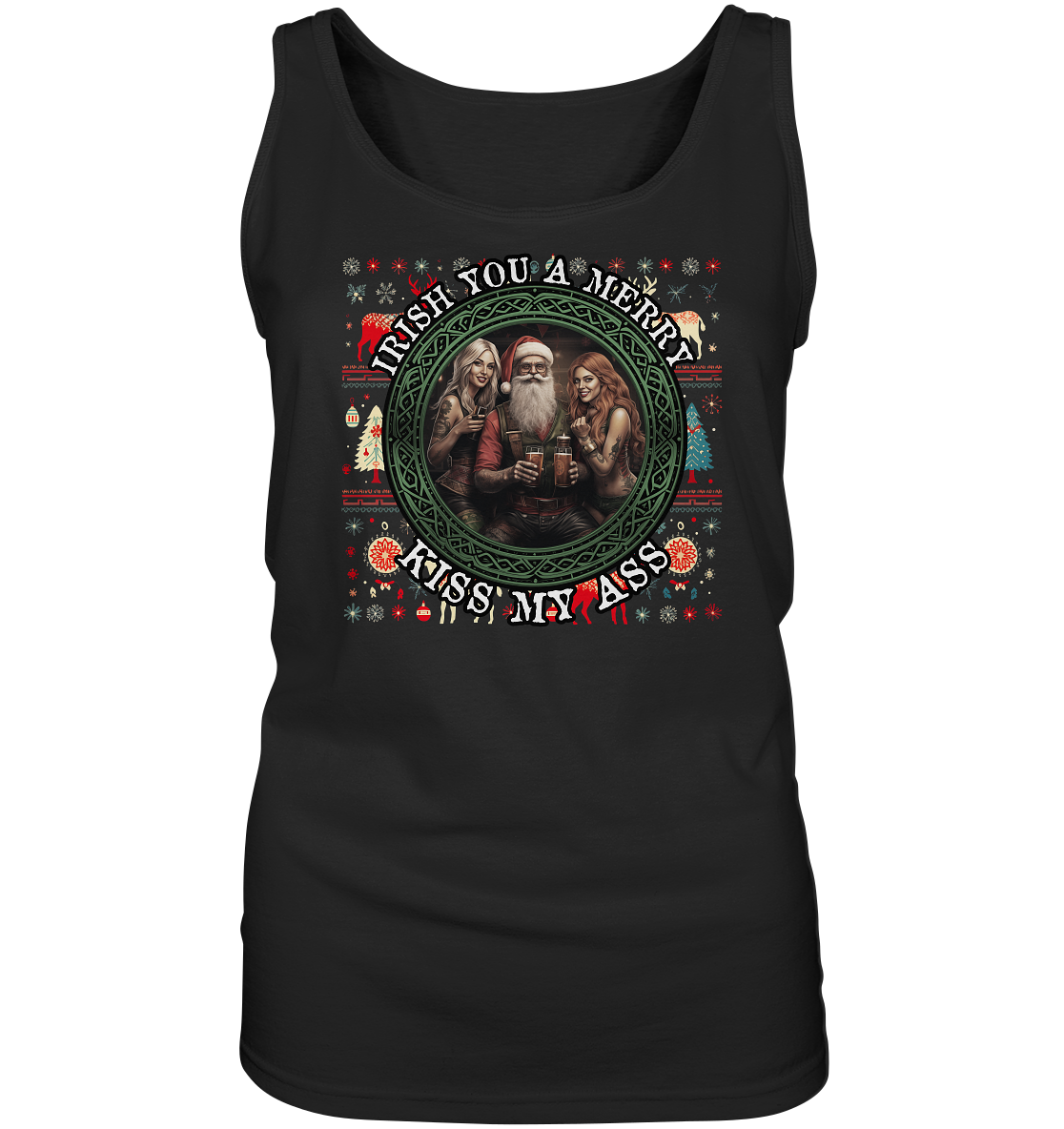 Irish You A Merry... "Santa, Girls & Beer "  - Ladies Tank-Top