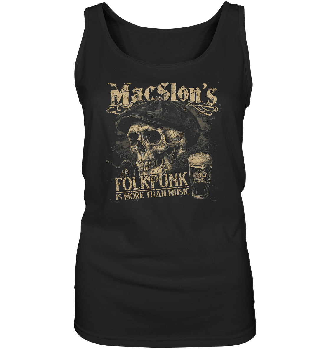 MacSlon's "Folkpunk Is More Than Music / Flatcap-Skull" - Ladies Tank-Top