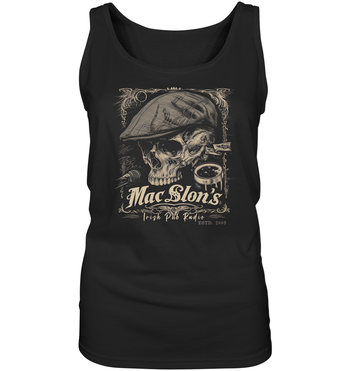 MacSlon's Irish Pub Radio "Estd. 2009 / Flatcap-Skull III" - Ladies Tank-Top