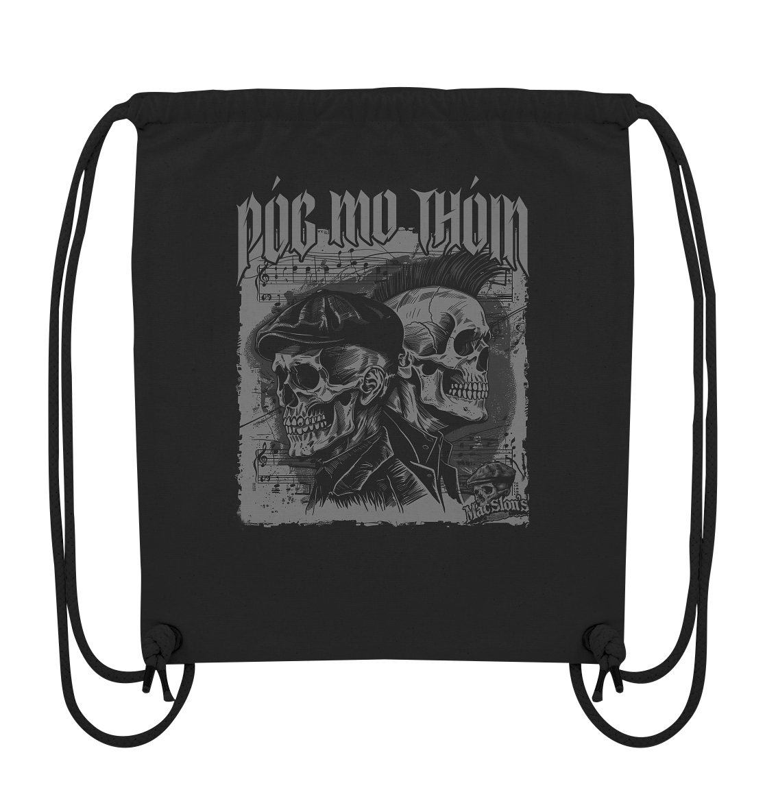 Póg Mo Thóin Streetwear "Flatcap & Mohawk Skulls I" - Organic Gym-Bag