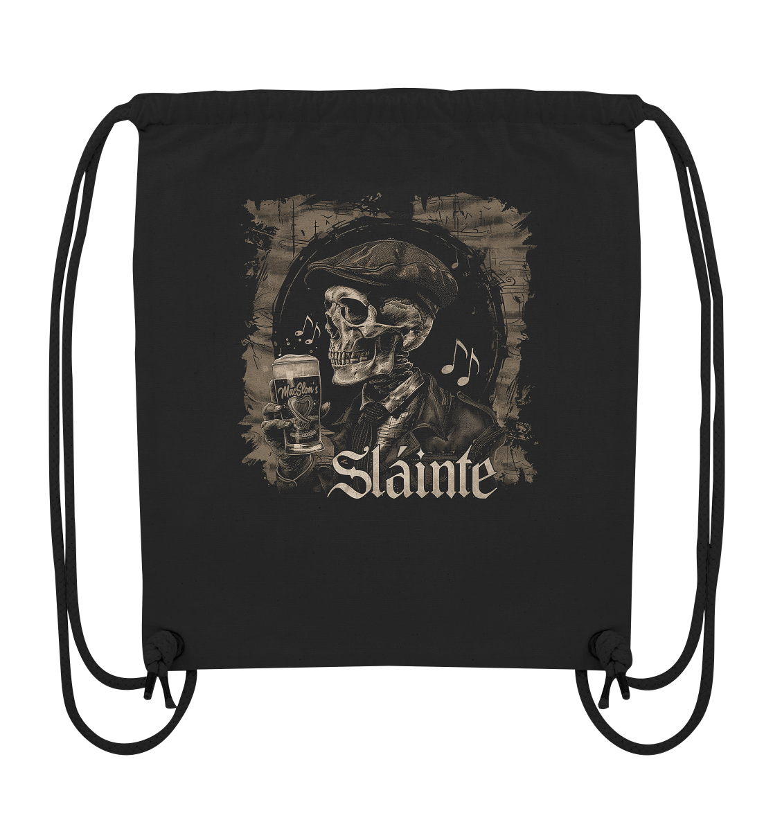 Sláinte "Flatcap-Skull III" - Organic Gym-Bag