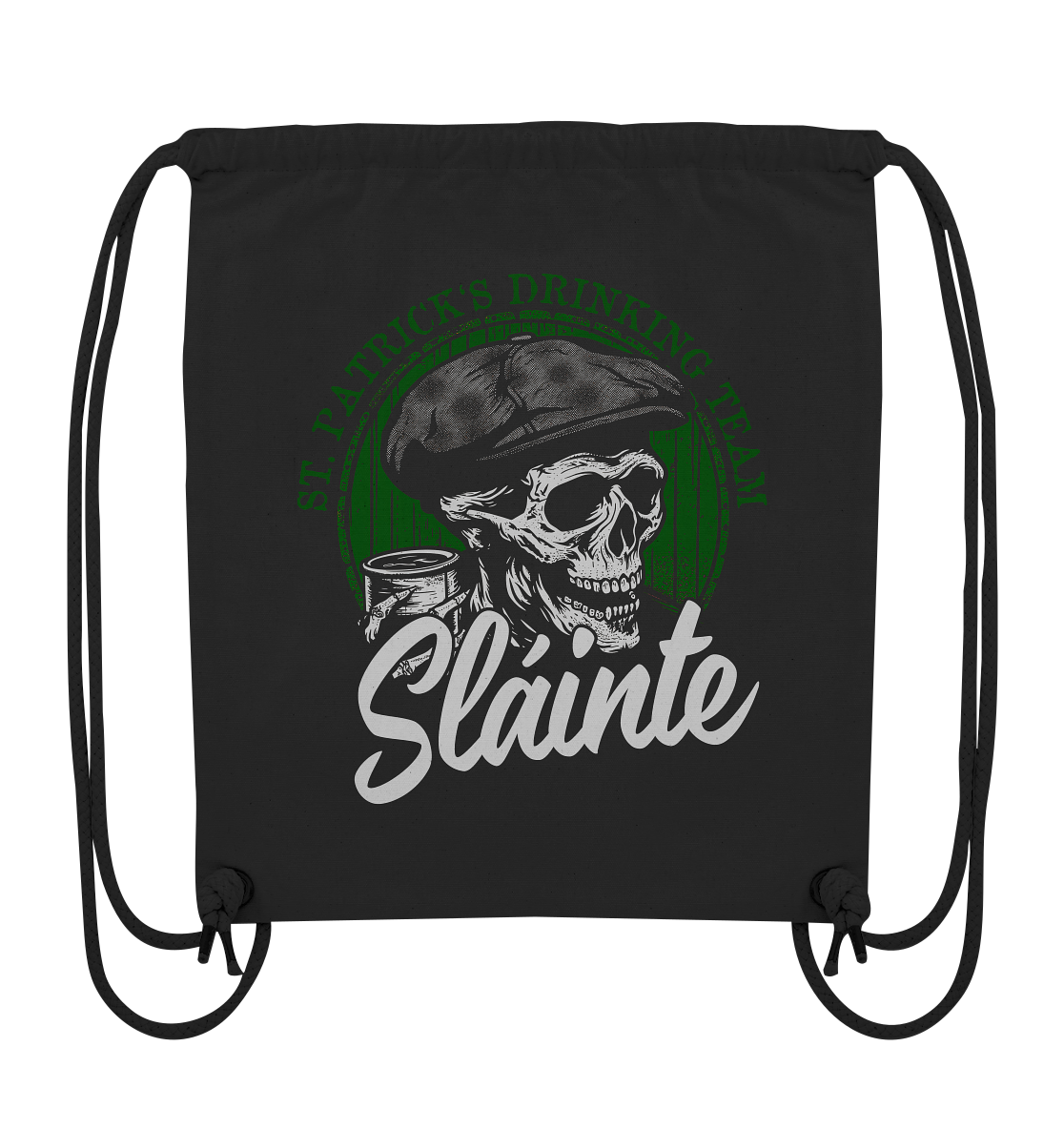 Sláinte "St. Patrick's Drinking Team / Flatcap-Skull I" - Organic Gym-Bag