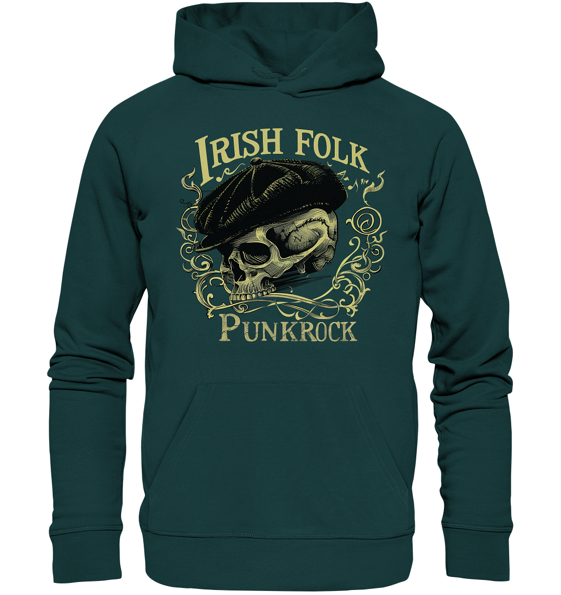 Irish Folk Punkrock "Flatcap-Skull I" - Organic Hoodie