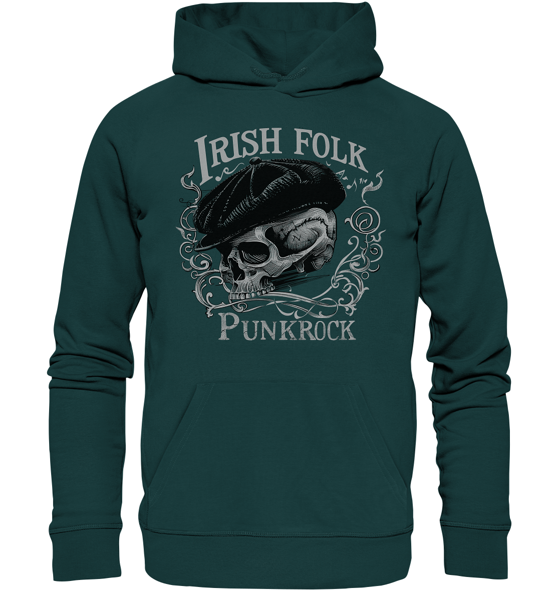 Irish Folk Punkrock "Flatcap-Skull II" - Organic Hoodie