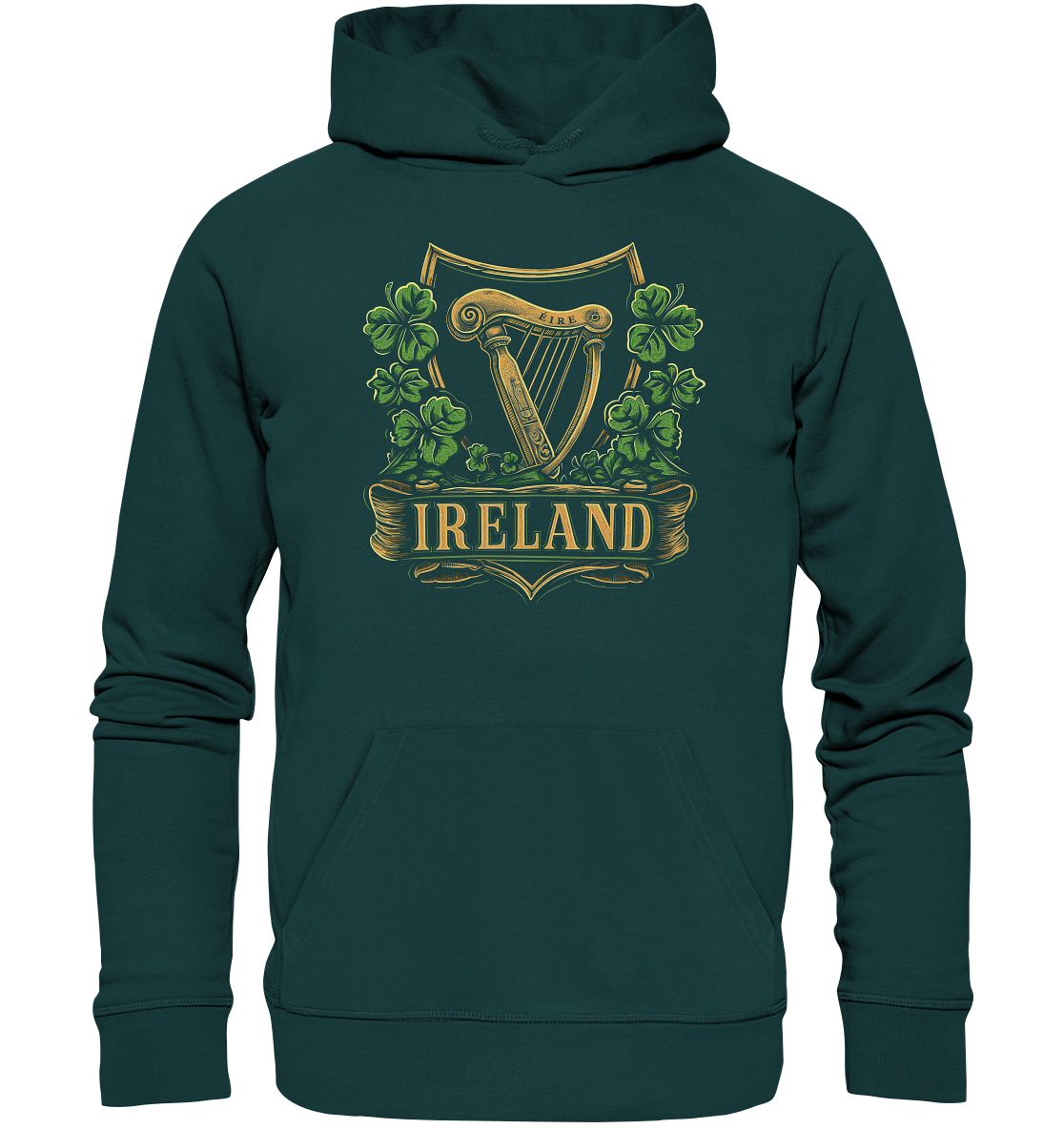 Ireland "Éire / Harp / Shamrock" - Organic Hoodie