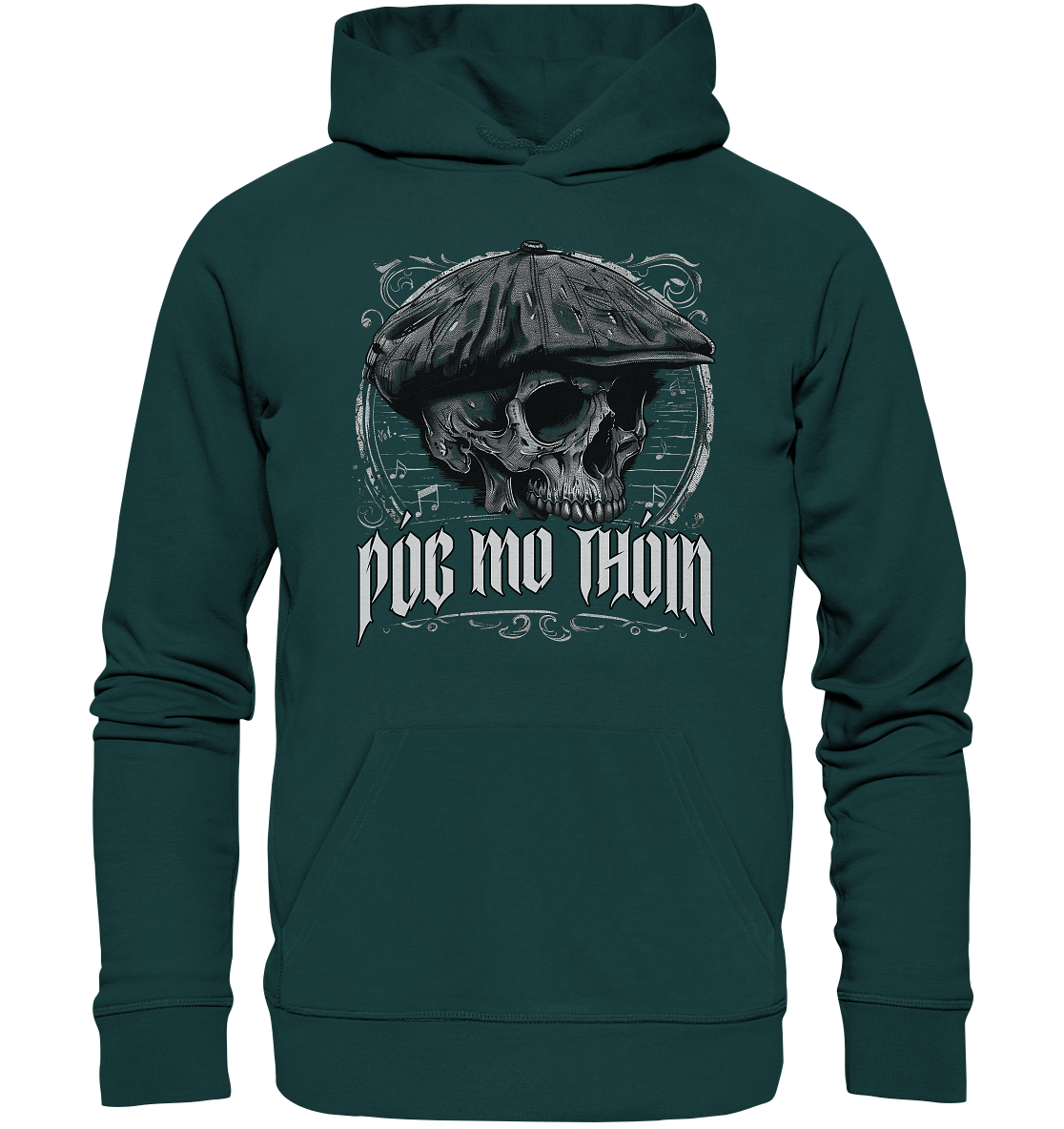 Póg Mo Thóin Streetwear "Flatcap-Skull III" - Organic Hoodie