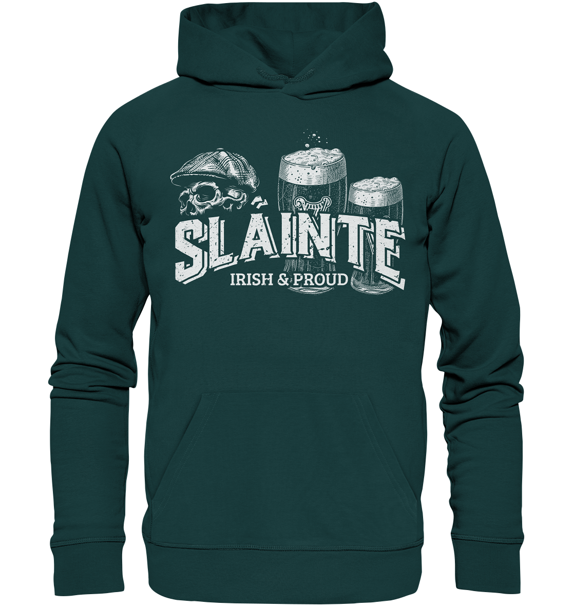 Sláinte "Irish & Proud / Flatcap-Skull I" - Organic Hoodie