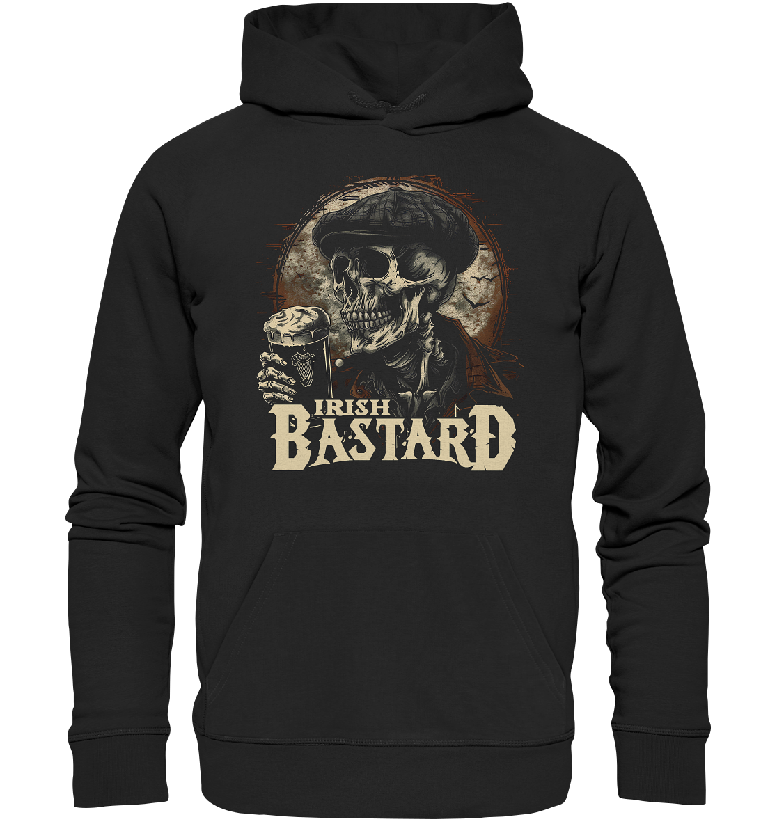 Irish Bastard "Flatcap-Skull IV" - Organic Hoodie