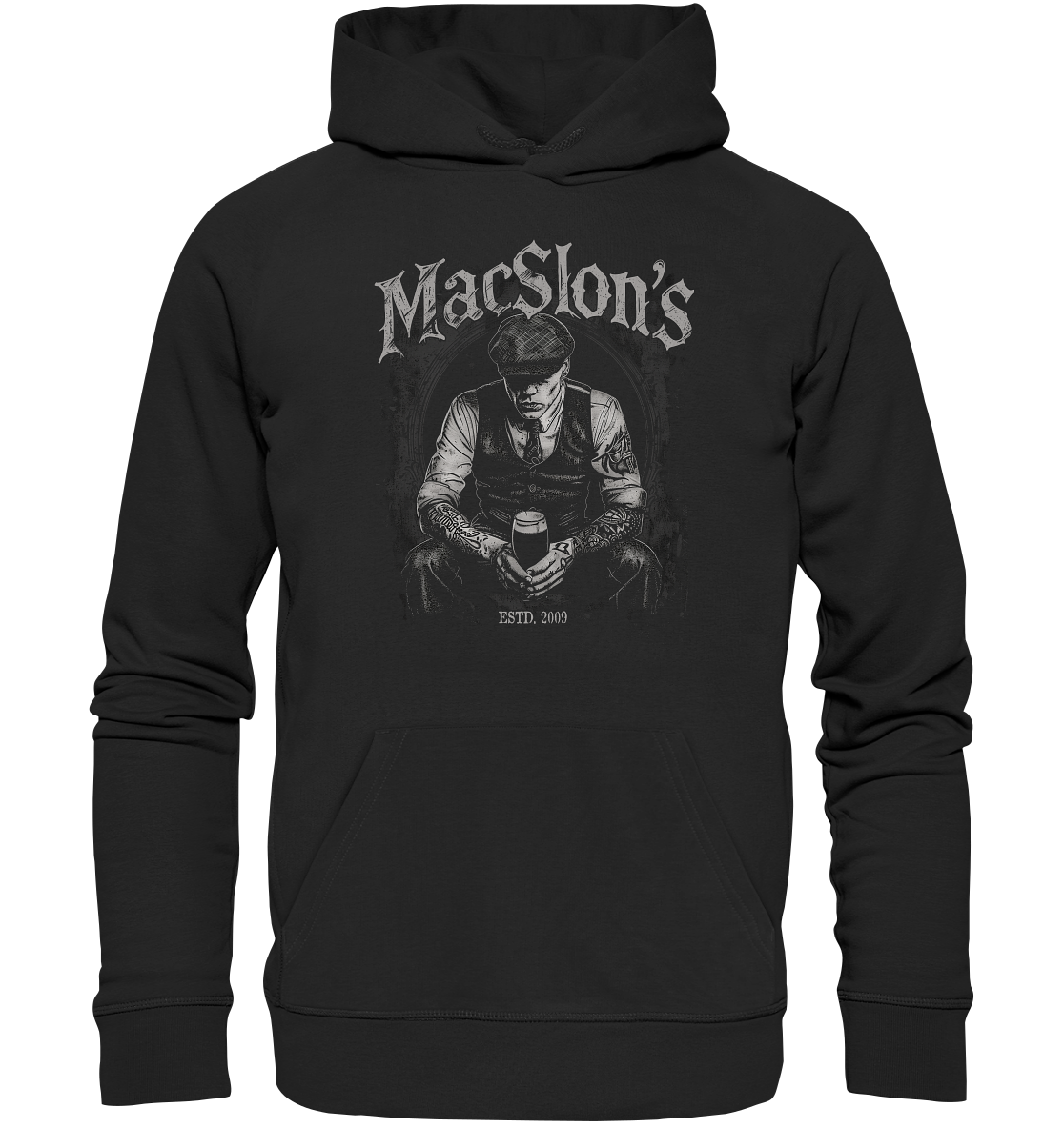 MacSlon's "Estd. 2009 / Drinking Guy I" - Organic Hoodie