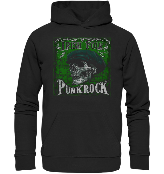 Irish Folk Punkrock "Flatcap-Skull III"  - Organic Hoodie