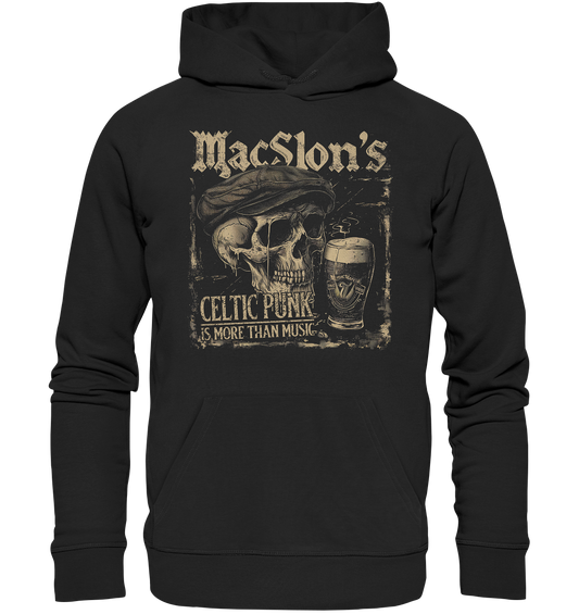 MacSlon's "Celtic Punk Is More Than Music / Flatcap-Skull" - Organic Hoodie