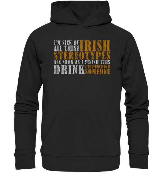 Irish Stereotypes "Punching Someone I" - Organic Hoodie