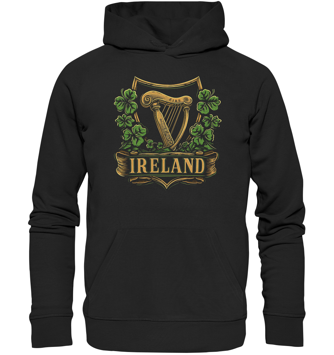 Ireland "Éire / Harp / Shamrock" - Organic Hoodie