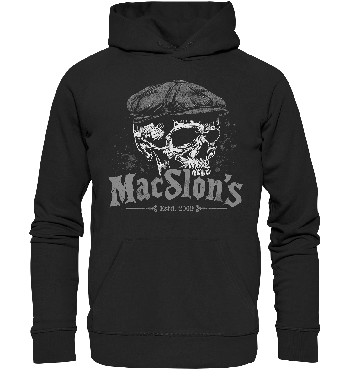 MacSlon's "Estd. 2009 / Flatcap-Skull IV" - Organic Hoodie