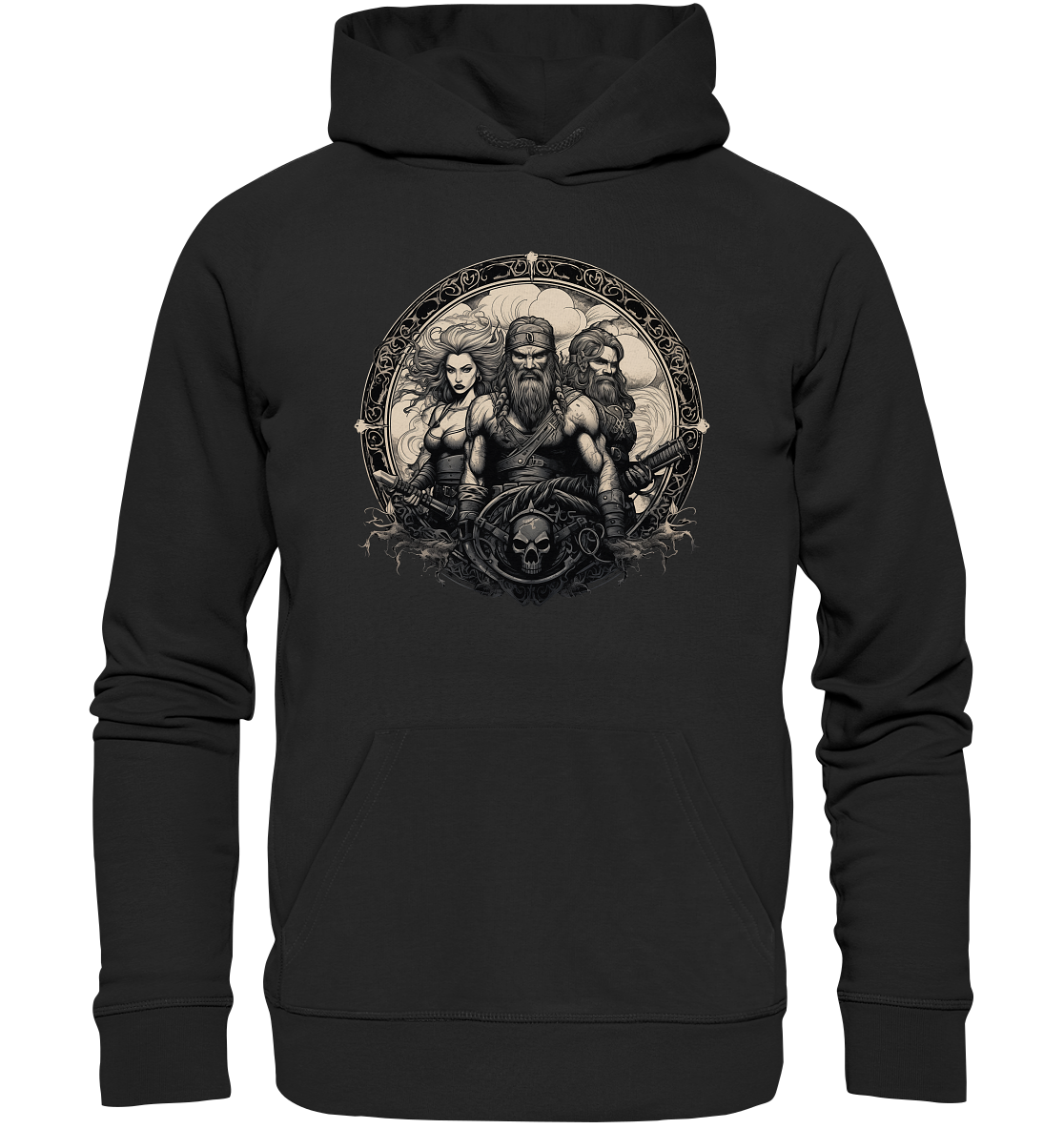 Celtic Warrior "Group / Skull"  - Organic Hoodie