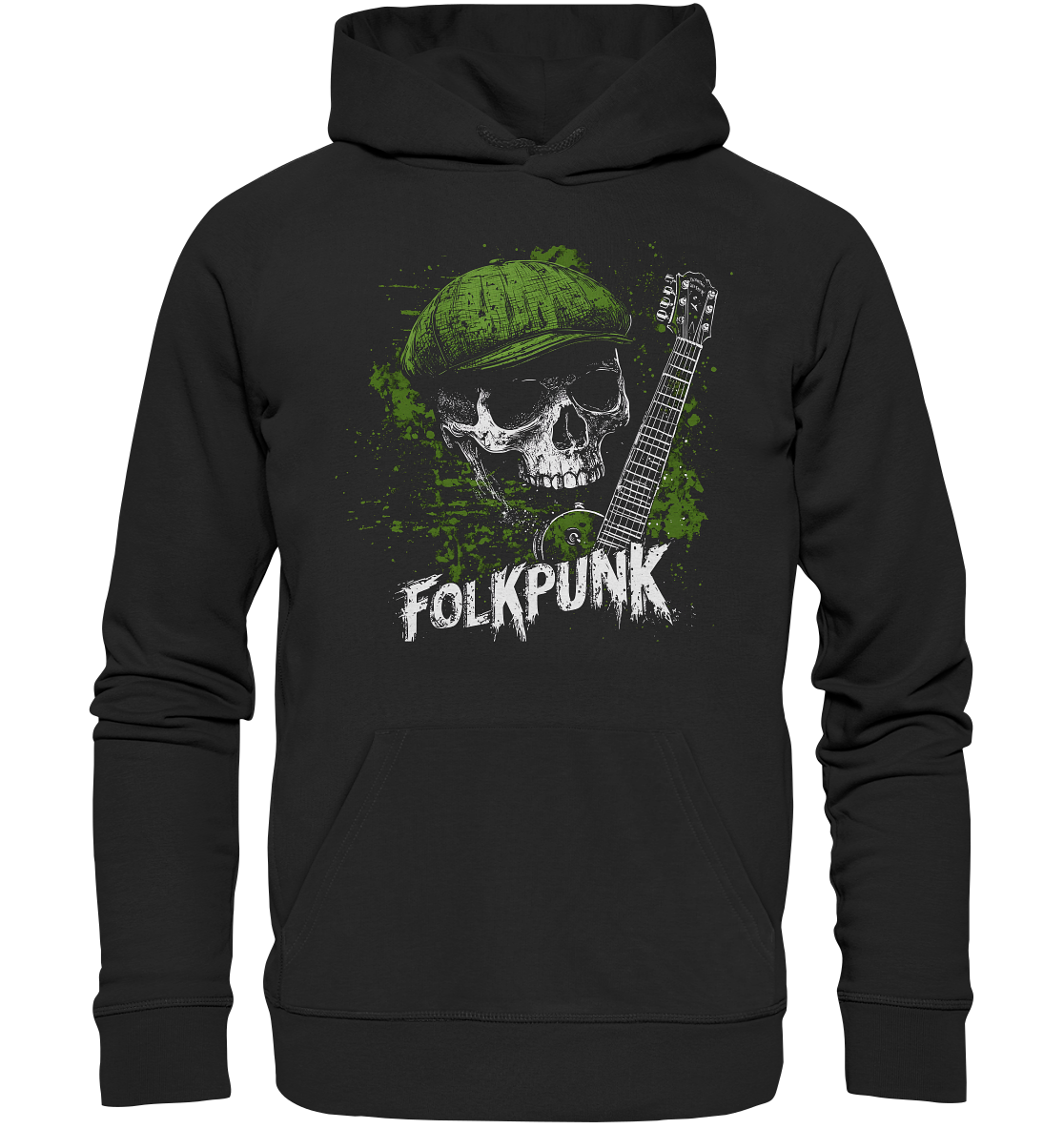 Folkpunk "Skull, Flatcap, Guitar I" - Organic Hoodie