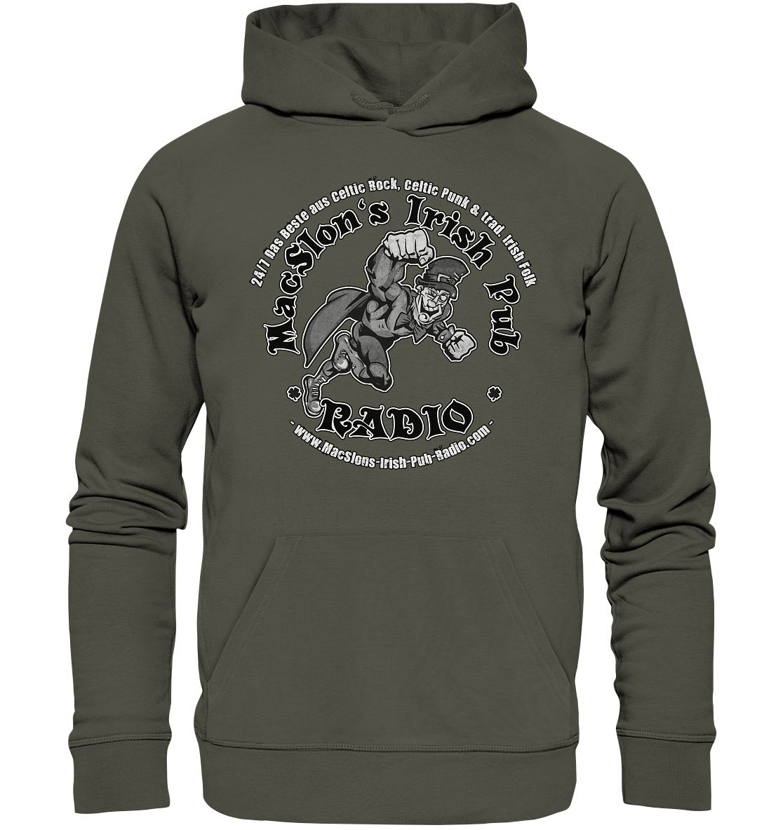 MacSlon's Radio "24/7 - Irish Superhero" - Organic Hoodie