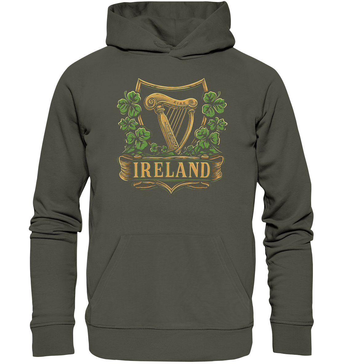 Ireland "Éire / Harp / Shamrock" - Organic Hoodie