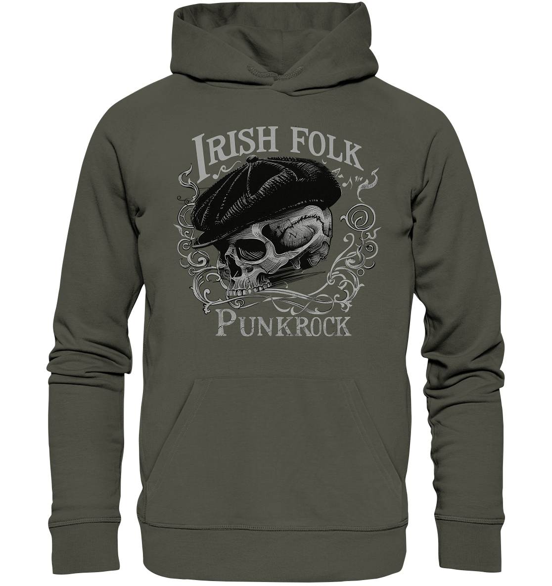 Irish Folk Punkrock "Flatcap-Skull II" - Organic Hoodie