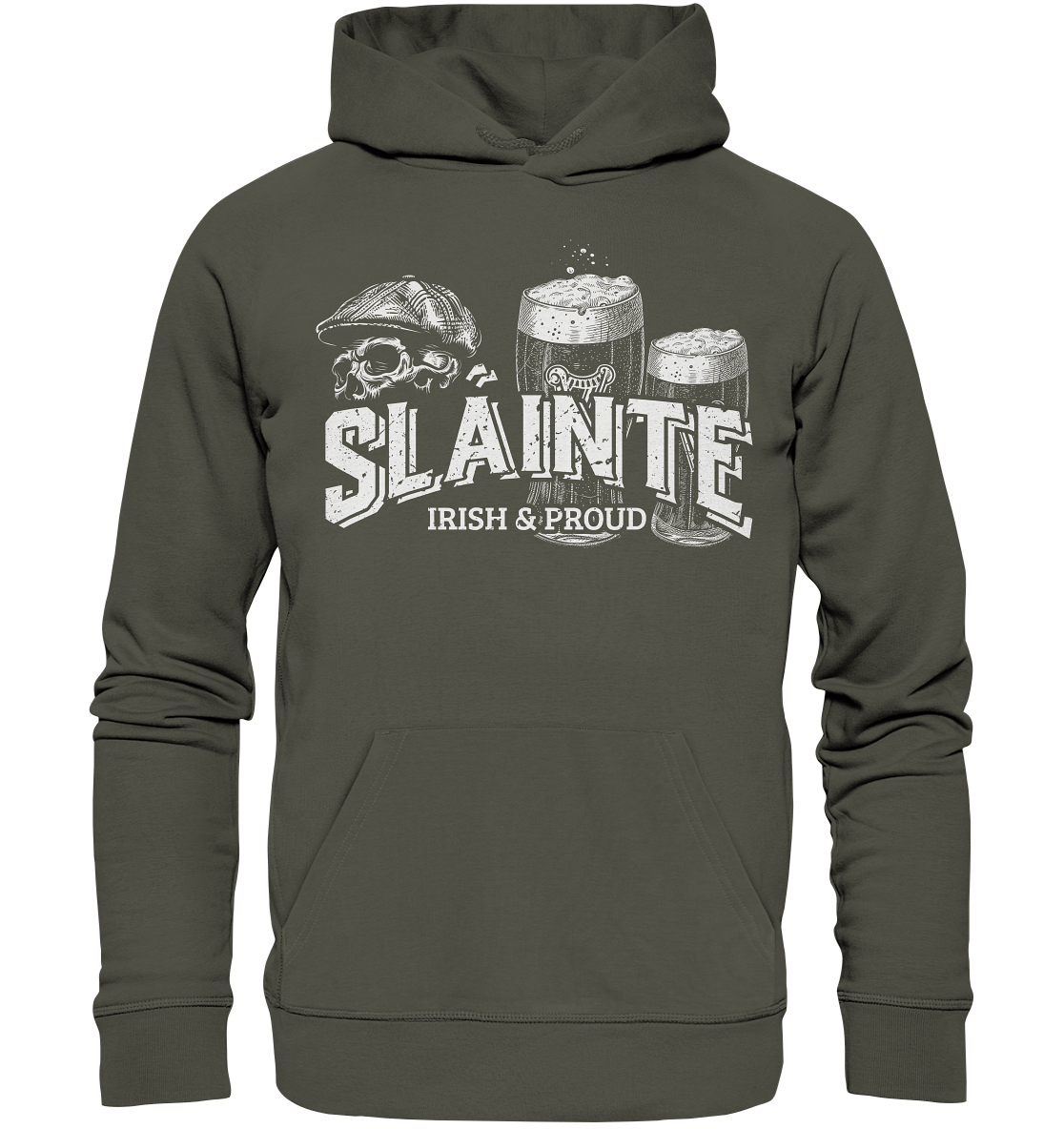 Sláinte "Irish & Proud / Flatcap-Skull I" - Organic Hoodie