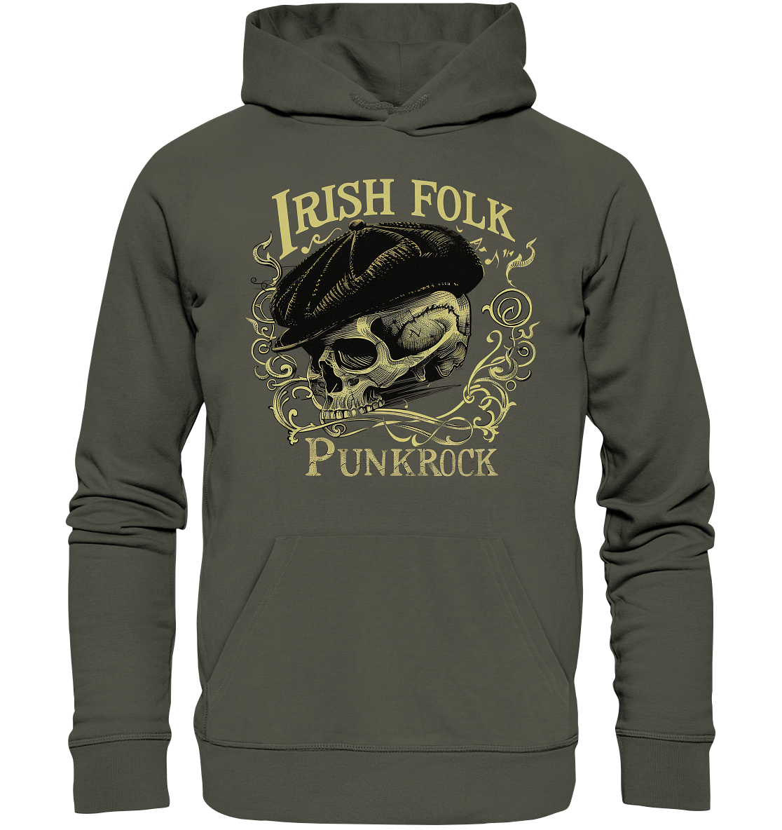 Irish Folk Punkrock "Flatcap-Skull I" - Organic Hoodie