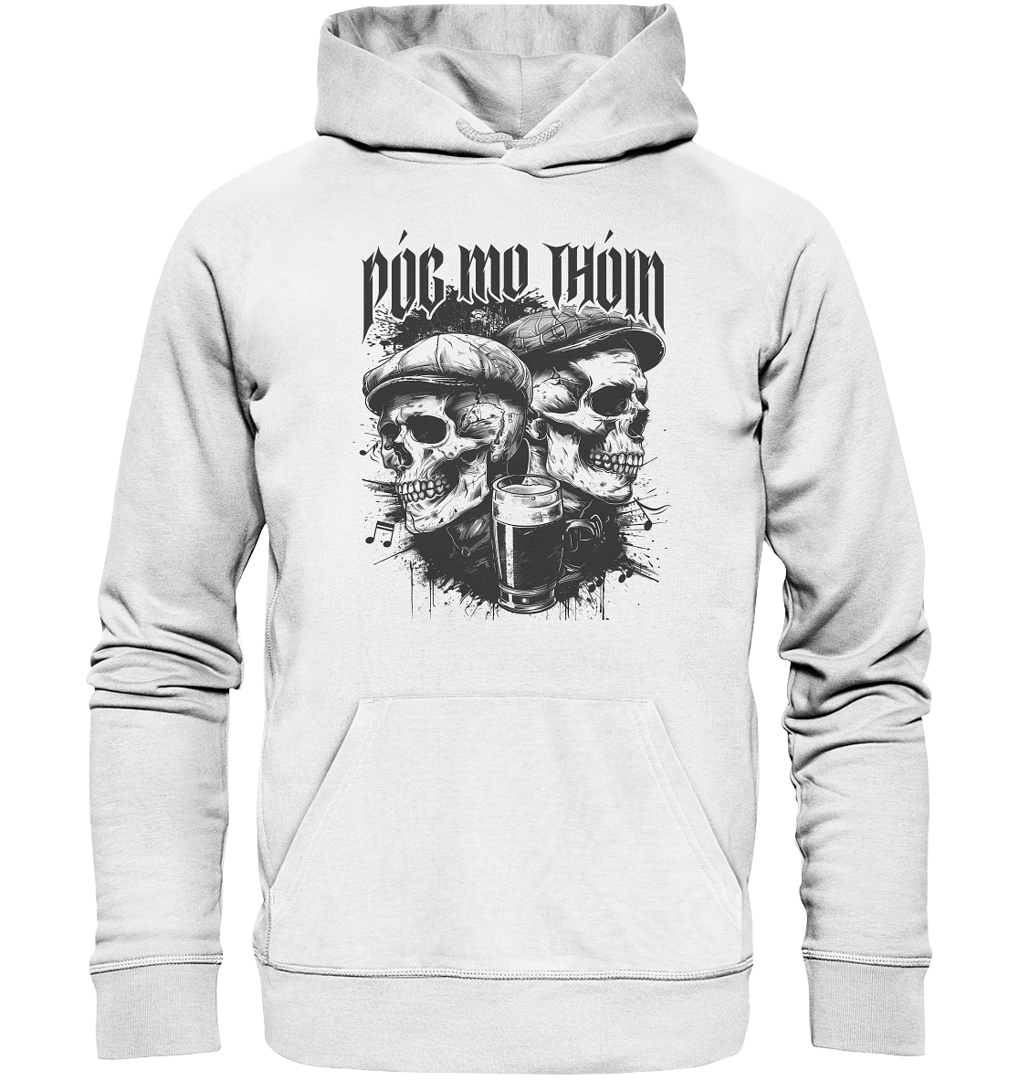 Póg Mo Thóin Streetwear "Two Skulls I" - Organic Hoodie